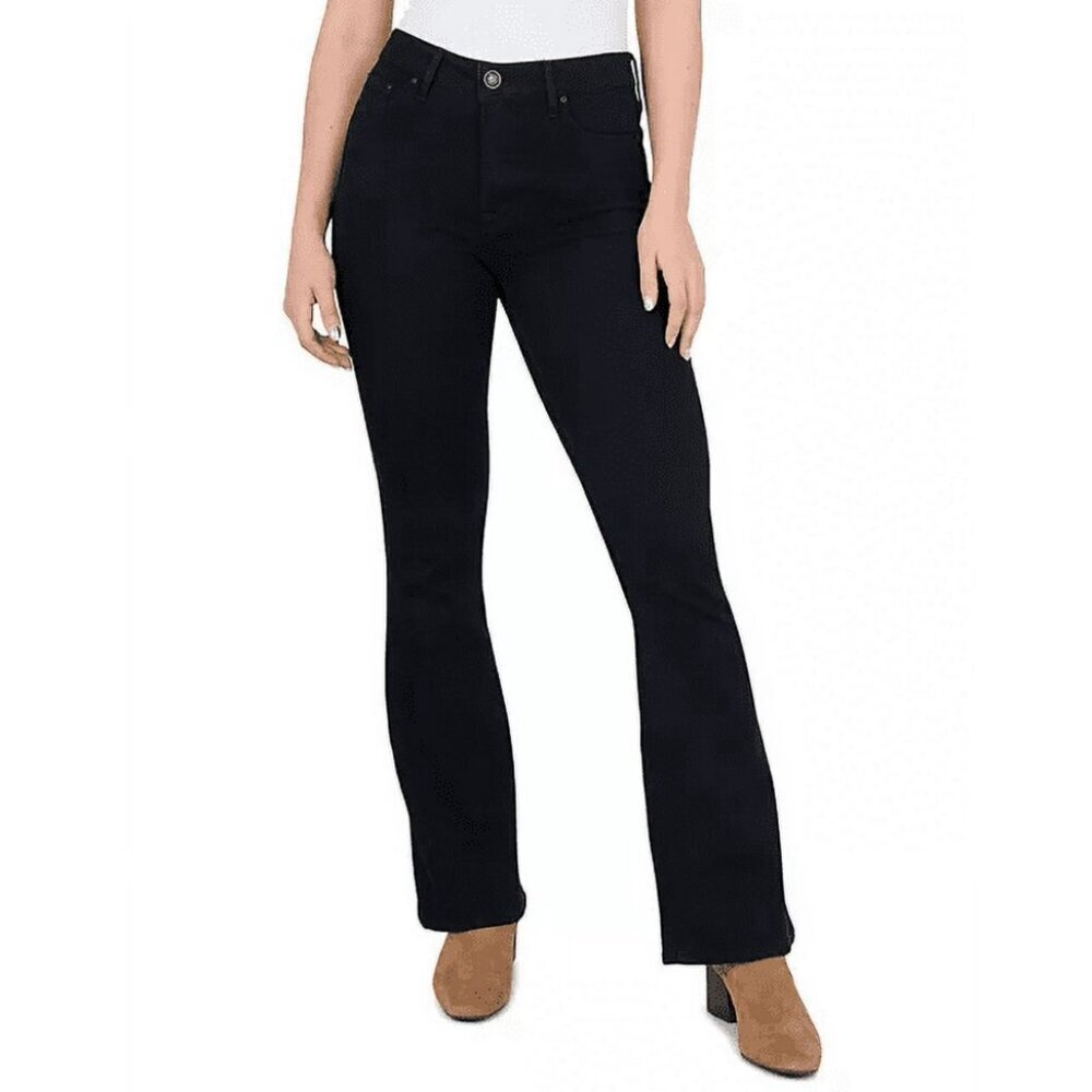Seven7 NWT Mid-Rise Tummyless Micro Boot Cut Stretch Denim Jeans Black, size 6